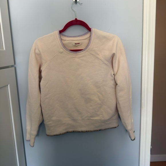 Madewell Sweaters - Madewell Cream and Purple Trim Crew Neck Sweater
